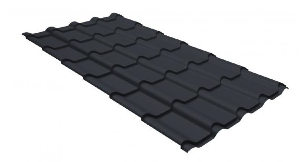 Металлочерепица камея GL 0,5 GreenCoat Pural matt RR 23 темно-серый (RAL 7024 мокрый асфальт) купить в Барнауле