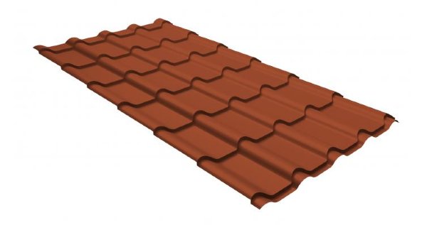 Металлочерепица камея GL 0,5 GreenCoat Pural RR 750 кирпично-красный (RAL 8004 терракота) купить в Барнауле