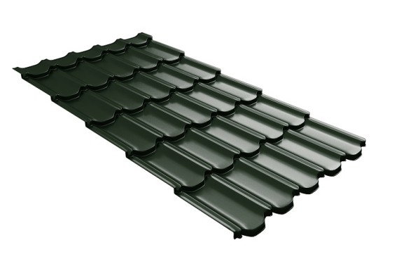 Металлочерепица квинта плюс с 3D резом 0,5 GreenСoat Pural Matt RR 11 темно-зеленый (RAL 6020 хромовая зелень) купить в Барнауле