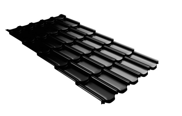 Металлочерепица квинта плюс с 3D резом 0,5 GreenСoat Pural Matt RR 33 черный (RAL 9005 черный) купить в Барнауле