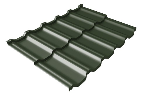 Металлочерепица модульная Квинта Uno Grand Line c 3D резом 0,5 GreenСoat Pural Matt RR 11 темно-зеленый (RAL 6020 хромовая зелень) купить в Барнауле