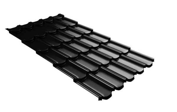 Металлочерепица квинта плюс с 3D резом 0,5 Satin Мatt RAL 9005 черный купить в Барнауле