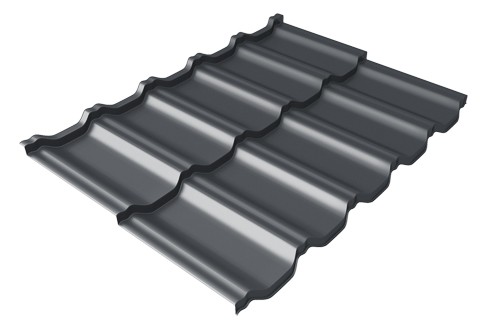 Металлочерепица модульная Квинта Uno Grand Line c 3D резом 0,5 Velur RAL 7024 мокрый асфальт купить в Барнауле