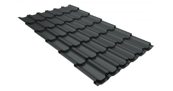 Металлочерепица квинта плюс 0,5 GreenCoat Pural RR 23 темно-серый (RAL 7024 мокрый асфальт) купить в Барнауле